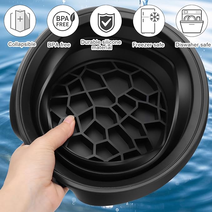 Silicone Face Bowl for Ice with Built-In Icetray, Collapsible Face Tub for Ice Bath, Facial Ice Plunge Bowl, Ice Water Facials at Home