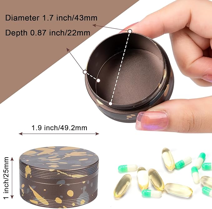 Portable Pill Box Pill Case - Metal Waterproof Pill Container, Travel Pill Organizer for Pocket Purse, Single Daily Medicine Holder for Vitamin, Fish Oil, Supplement, Medium Size