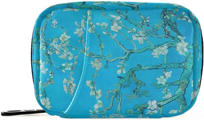 Van Gogh Almond Blossoms Blue Travel Pill Organizer Weekly Small (Cute) Pill Box 7 Day Pill Case Vitamin Holder Pill Bottle Organizer