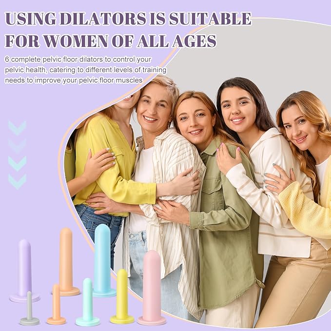 Geiserailie 8 Pcs Silicone Pelvic Floor Strengthening Device Fitness and Kegel Exerciser Set Muscle Trainer Exerciser Stretcher with Bag and Box for Women, 8 Different Sizes(Macaron)