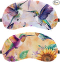 2 Pack Sleep Eye Mask for Women Men, Soft Breathable Eye Cove No Pressure Blackout Night Blindfold for Sleeping Light Blocking with Adjustable Strap, Hummingbirds Sunflower Butterfly