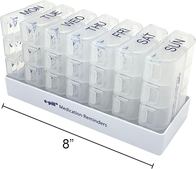 e-Pill 8 Times a Day x 7 Day Large Weekly Pill Organizer, Vitamin, and Medicine Box (Clear)