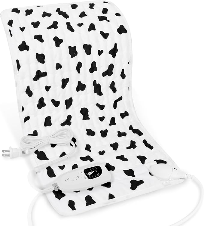 Deepsoon Heating Pad,Electric Heating Pads for Back,Neck,Abdomen,Moist Heating Pad for Shoulder,Knee,Arms,Legs,Dry/Moist Heat & Auto Shut Off,Christmas Gifts for Men and Women,White Black,24x12 Inch