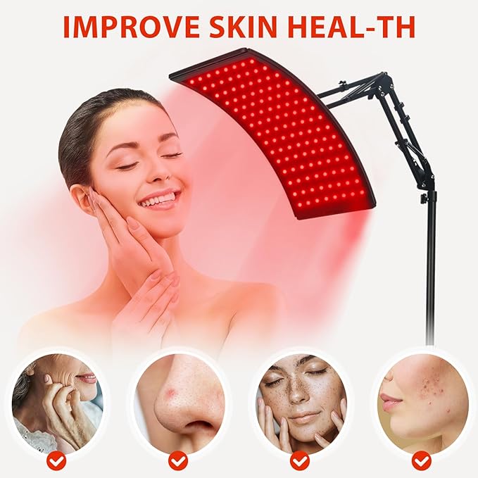 Red Light Therapy for Body, Adjustable Infrared Light Therapy Lamp with Stand - 660nm Red Light and 850nm Near Infrared Light Lamp Device for Facial and Body Skincare