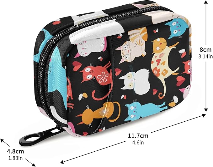 xigua Cat Pill Case 7-Day Travel Pill Organizer Box with Zipper Closure for Vitamins, Medication and Supplements