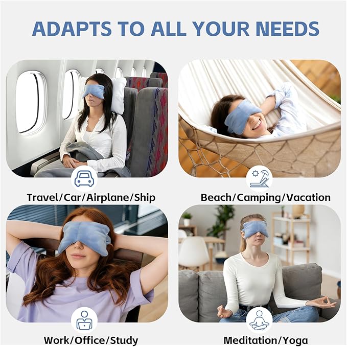 SPRING SEAON Weighted Eye Mask with 100% Patented Light Blocking Design for Men and Women, Velvet Gravity Eye Mask with Adjustable Head Circumference for Sleeping, Airplane, Travel, Gifts for Wife