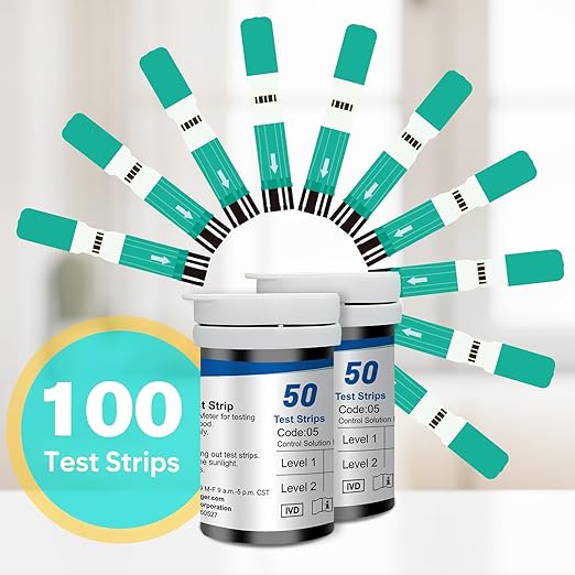 Easy@Home Blood Glucose Test Strips for Diabetes: for Use with Blood Sugar Monitor - Self Glucose Testing - 100 Diabetic Test Strips EBG-100SL-STRIP