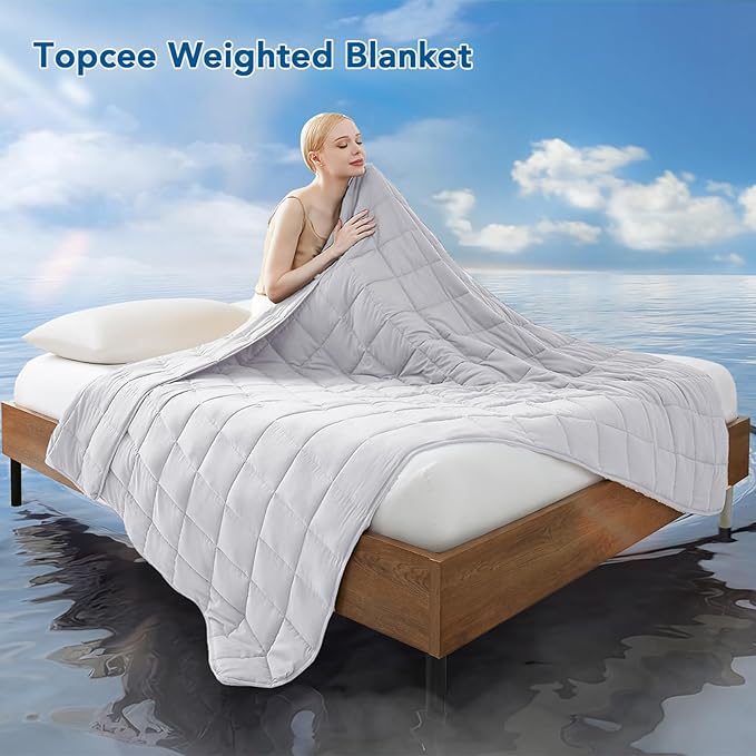 Topcee Weighted Blanket for Adults (20 lbs, 60" x 80") Queen Size Soft Cooling Heavy Blanket Sleeping, Apply to 190-210 lbs Body, Thick Breathable Blanket with Glass Bead, Easy Care