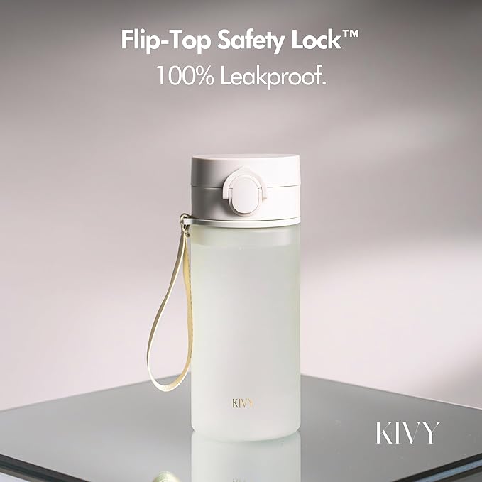 KIVY Slim Water Bottle 22oz with Leakproof Flip Lid [Lightweight & Shatterproof] - Small Drinking Waterbottle - Tritan Bottle Without Straw for School, Sport & Travel - Drinking Bottle - BPA Free