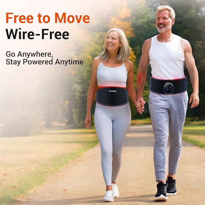 Comfytemp 5000mAh Portable Red Light Therapy Belt for Body, Wearable Near Infrared Light Therapy Wrap, 13W Light Wrap for Waist Belly Lower Back Joint Muscle, 50''x7''
