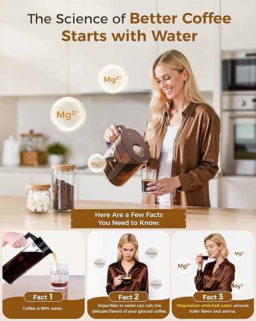 Waterdrop Magnesium Replacement Filters for Waterdrop Coffee Pitcher, Reduces Chlorine, Odors, Well-Balanced Acidity, Unlocks Flavor and Aroma, Last Up to 2 Months or 100 Gallons (3 Packs)