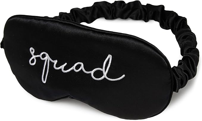 Funky Junque Bride Sleep Mask Adjustable Satin Eye Mask for Bride Tribe and Bridal Party Squad Design (Black)