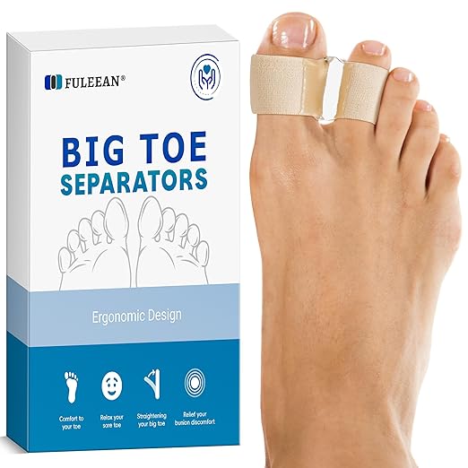 Big Toe Spacer/Corrector,Overlapping Toes, Bunion Pain Relief, Toe Alignment, Soft Silicone/Gel, 2 Loop,Day Night Wear,3 Sizes,Comfortable, Washable. (Beige, MIDDLE: WOMEN 9.5-11 /MEN 6.5-9)