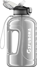 GIFUBOWA 2l Water Bottle with Straw Cap Large 2 litre Jug with Handle and Motivational 64oz Drinking Jug Transparent Grey
