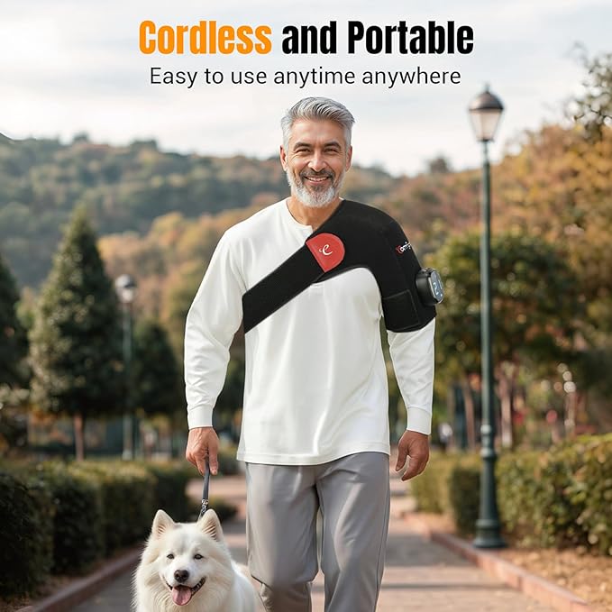 Comfytemp Cordless Shoulder Heating Pad for Rotator Cuff Soothing Comfort, Electric Heated Shoulder Brace Wrap App Control Wireless, Gifts for Mom Dad, 9 Heat 10-30 Timers (No Massage S/M)