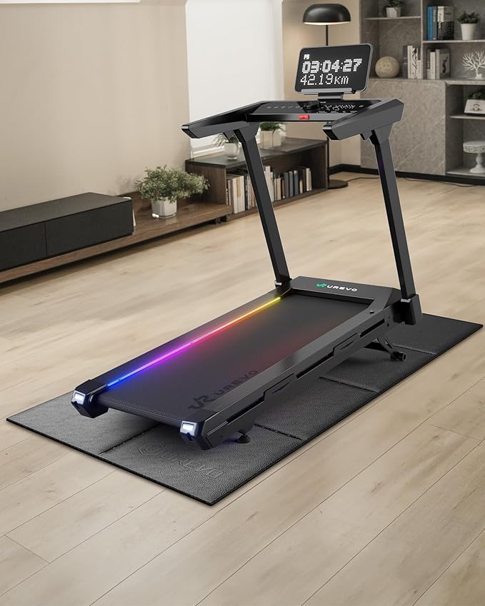 Foldable Treadmill Mat,63"L x 26"W x 0.24"Th,Treadmill Mat for Carpet &Hardwood Floors ，Mat for Under Walking Pad on Carpet, Hardwood Floors Protectior, Non-Slip, Waterproof, Noise Shock Absorption