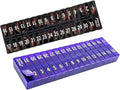 AM/PM 31 Day Once-a Day Monthly Pill Planner Organizers - Large Compartment Pill Boxes Store Medications for Entire Month Plus Compartment for Extra Pills (AM/PM) (Black & Purple)
