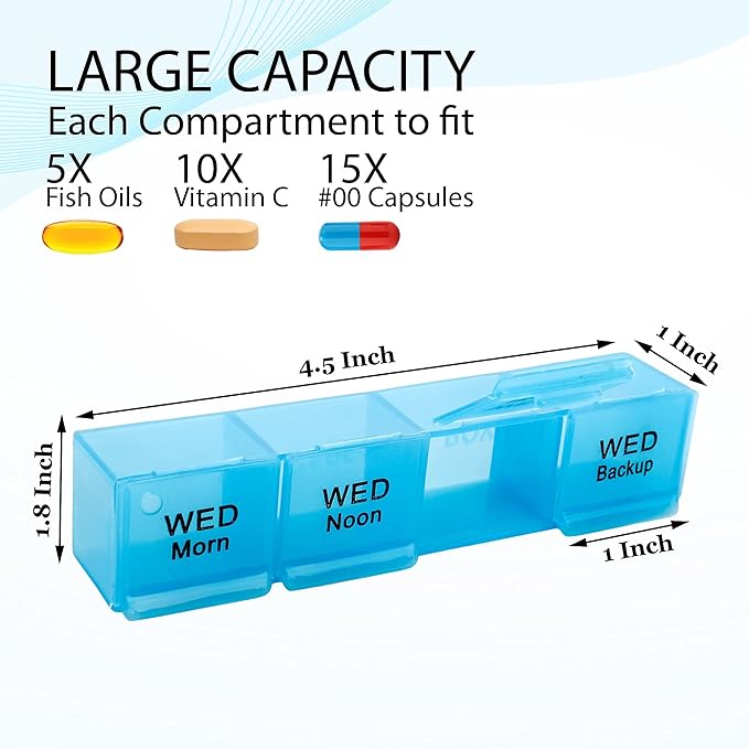 Qenixo® Pill Medicine Organizer 7-Day-Weekly Pill Case 28 Days