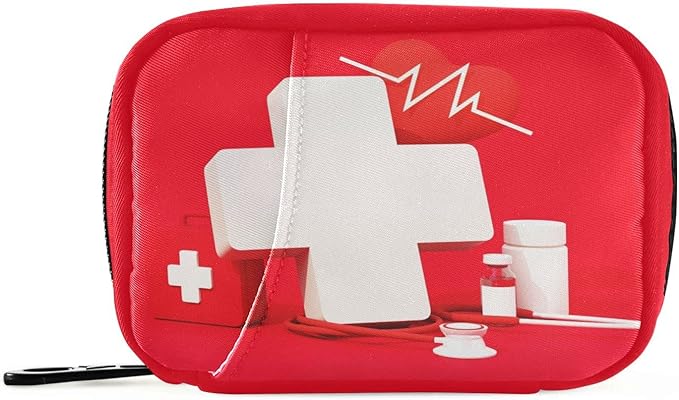 Red Cross Pill Box 7 Day Pill Case Bag Travel Pill Organizer Bag with Zipper Portable Weekly Case Compact Size for Vitamin Supplement Holder
