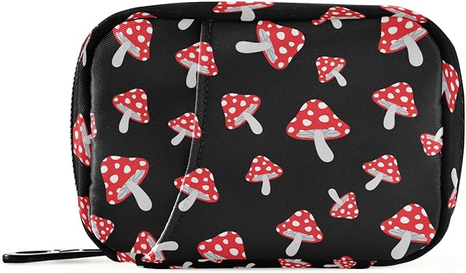 Cute Mushroom Pill Case, Portable Weekly Pill Box Bag Container 7 Days Pill Organizer Vitamin Supplement Holder with Zipper for Travel Family Business