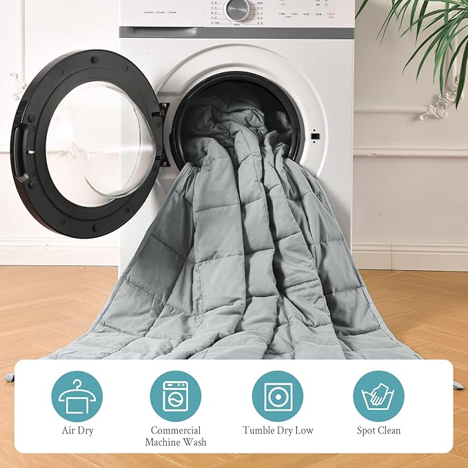 Topblan Weighted Blanket for Adults 12lbs, Soft Cooling Breathable Weighted Throw for Sleeping, Machine Washable Heavy Blanket with Glass Beads for Summer, Sofa Bed, 48"x72" Twin Size, Grey