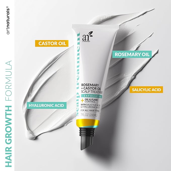 Artnaturals Rosemary + Castor Oil Scalp Treatment- Gentle Formula for Sensitive Scalps, Reduces Flakiness & Supports Hair Restoration