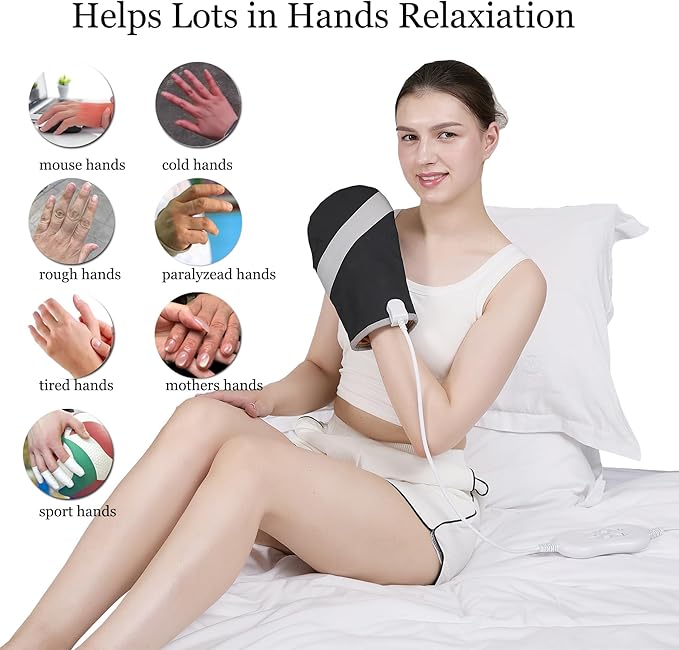 Electric Hand Massager Machine for Carpal Tunnel Pain Relief with 3 Modes Intensities 3 Heat Levels Fingers Massage,Birthday Gifts for Women Husband,Gifts for Women Men (Single)