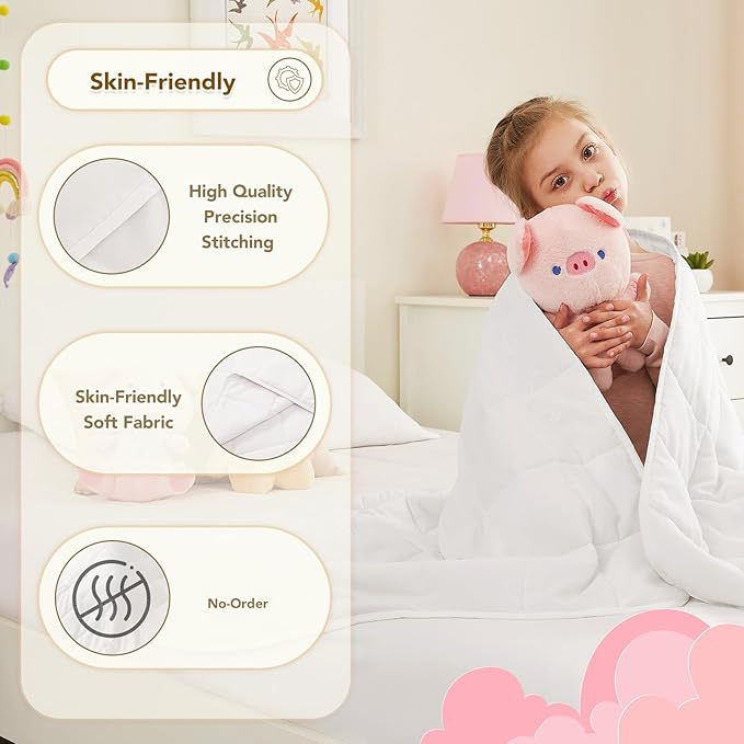 CuteKing Weighted Blanket - Weighted Blanket with Premium Glass Beads - Breathable Heavy Blanket for Comfortable Rest - Thick Blanket All Season (10lbs, 40"x60", White)