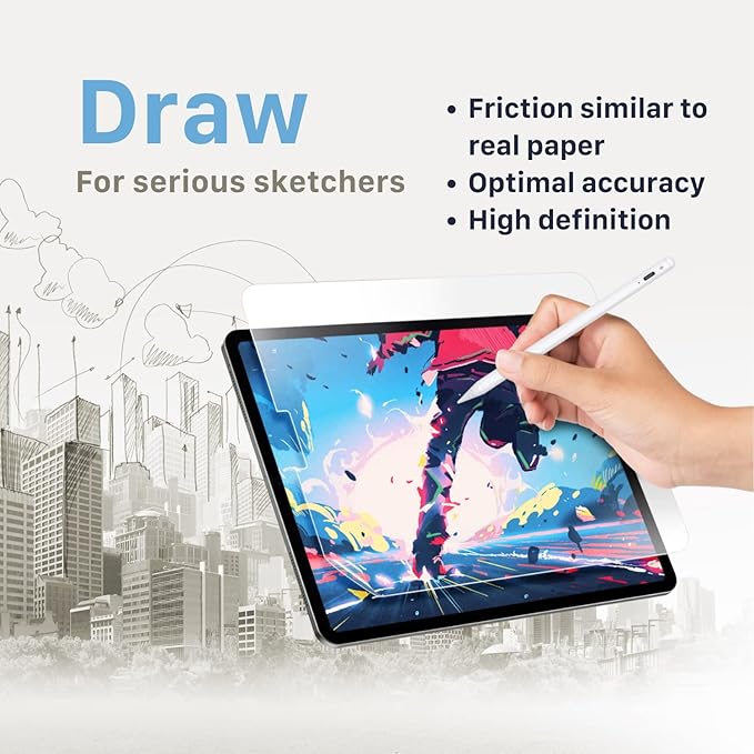SwitchEasy Like Paper iPad Pro Screen Protector 11" (2018-2021)/ iPad Air 10.9", Designed for Writing & Drawing, Anti-Glare Blue Light Filter, Compatible with Apple Pencil - Like Paper Note (Not Compatible for 2024 iPad Air & Pro)