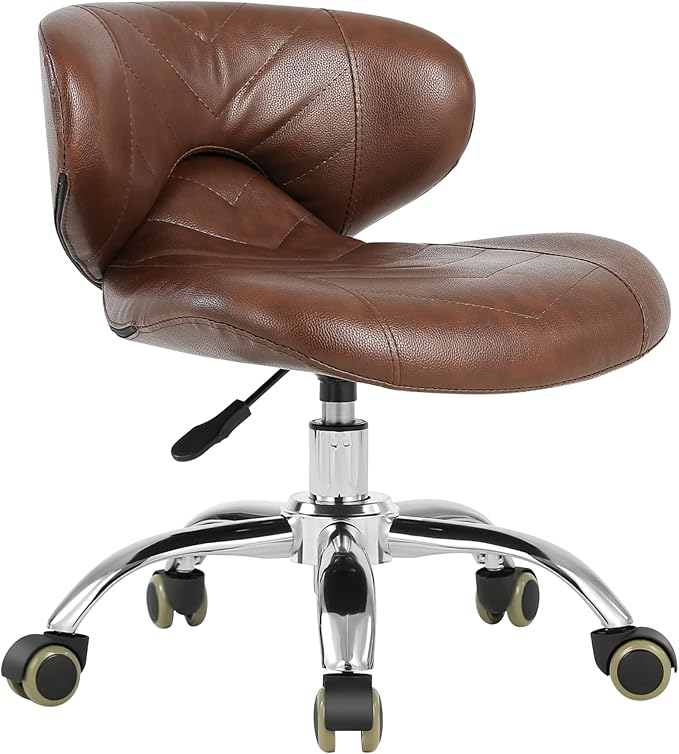 Pedicure Stool Hydraulic Height Adjustable with Back Support for Nail Salon Manicure Tech Pedicure Spa (Brown)