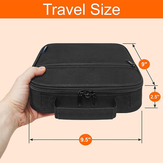 Pack of 2 - Medium Travel Pill Bottle Organizer, Slim Medicine Bag, Carrier for Medications and Medical Supplies - Black