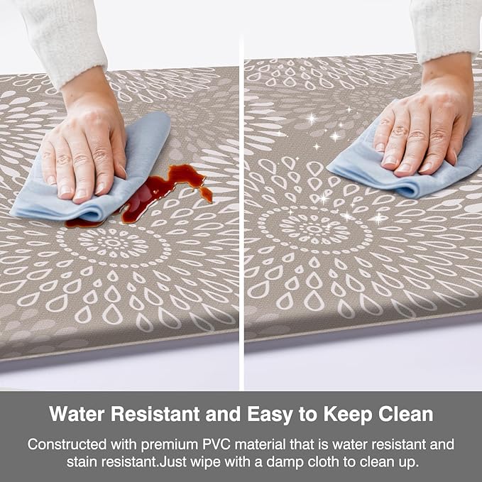 LuxStep Kitchen Mat Cushioned Rugs Anti-Fatigue Mats for Kitchen Floor,Waterproof Non-Slip Mats and Rugs Set for Office,Floor,Laundry 17.3"×30"+17.3"×59",Khaki