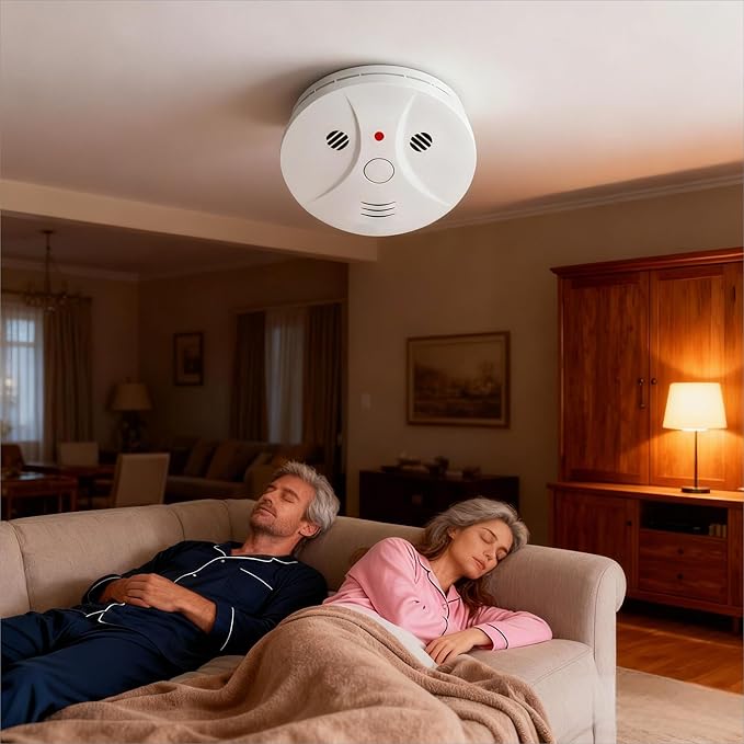 4 Pack Smoke Detector Fire Alarms Battery Operated with Photoelectric Sensor and Silence Button, Travel Portable