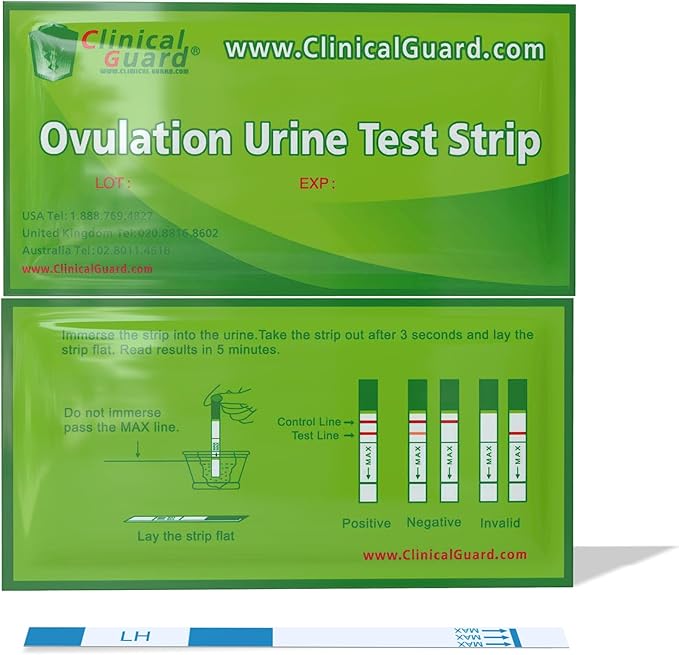 Clinical Guard Ovulation Test Strips Pack of 20 - Accurate Measurement Within 5 min - Ovulation Tests Cost-Effective Fertility Test for Women