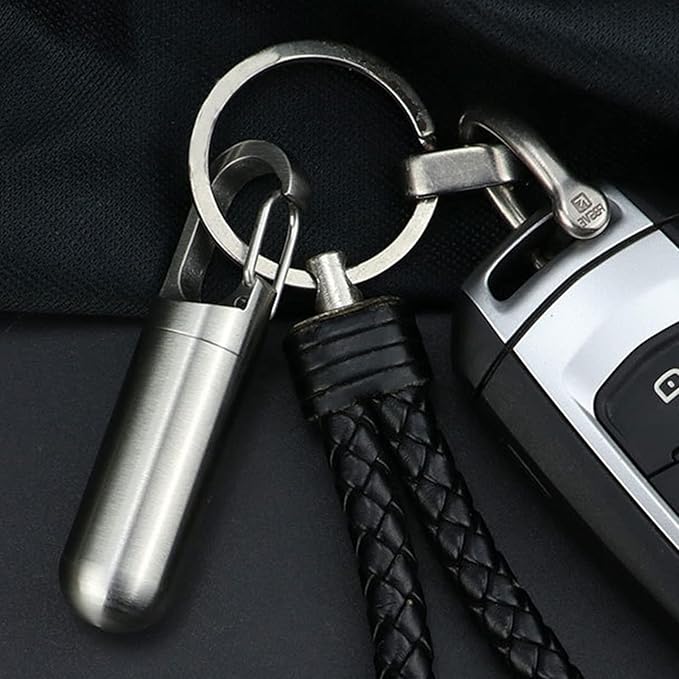 Stainless Steel Pill Container, Sealing Waterproof Portable Keychain Pill Holder Keychain Pill Holder for Outdoor Travel Purse