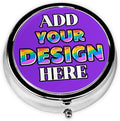 Custom Pill Organizer, Medicine Pill Box Case Container Travel Pill Holder Vitamin for Purse Med Wallet Portable Mini Pastillero Round, Blue Violet, Customized Gifts