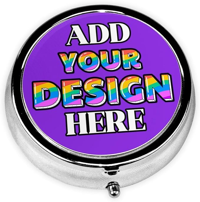 Custom Pill Organizer, Medicine Pill Box Case Container Travel Pill Holder Vitamin for Purse Med Wallet Portable Mini Pastillero Round, Blue Violet, Customized Gifts