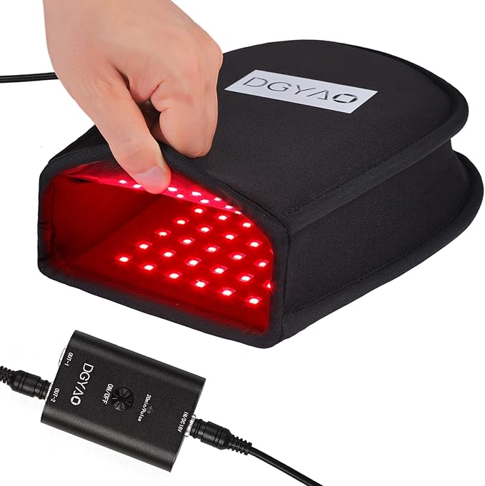 Red Light Therapy for Hans Pain Relief with 660NM & 880NM Infrared Glove Pule Mode LED Therapy Device for Wrist Double Side Pad for Fingers Joints Relief