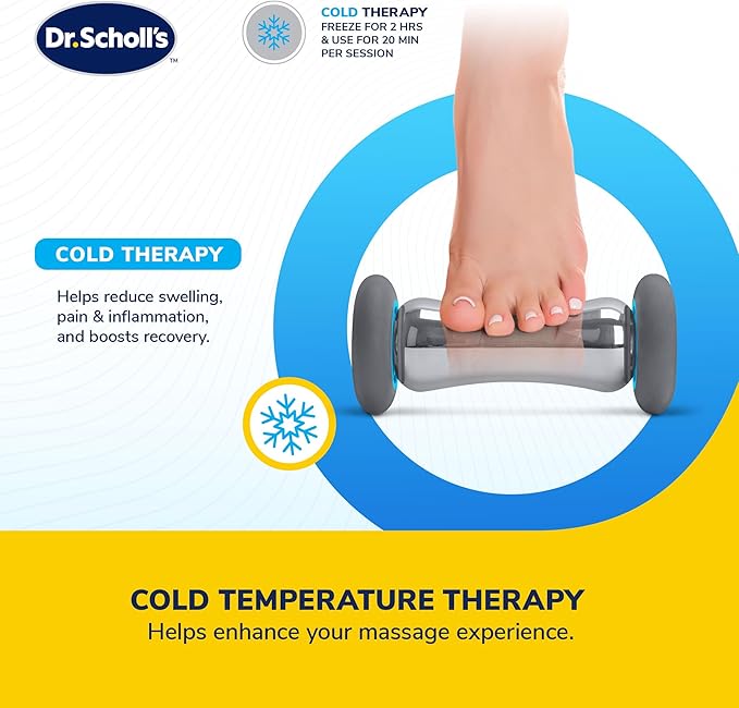 Dr. Scholl's Cold Therapy Foot Massage Roller -Tissue Massage, Muscle Tension, Heel Spurs, Plantar Fasciitis, Sore & Tired Feet