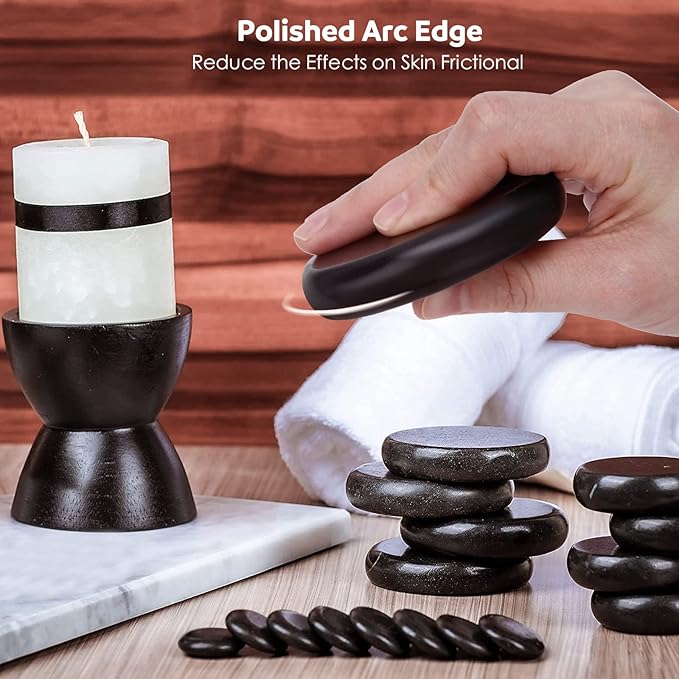 Hot Stones Massage Set, 20Pcs Basalt Hot Stones with Heater Kit, Massage Stones for Professional or Home spa, Relaxing, Healing, Pain Relief