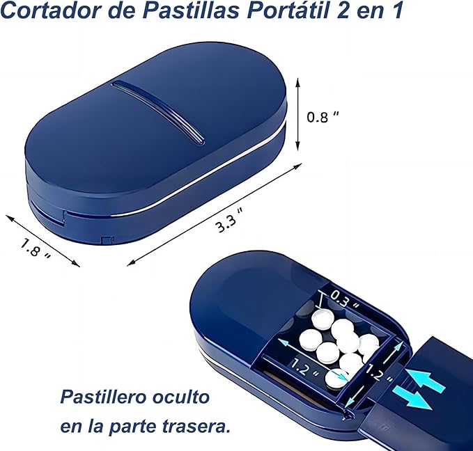Pill Cutter, Pill Cutter with Pill Dispenser, Pill Splitter with Stainless Steel Blade, Pill Crusher, Portable Pill Box for Vitamins, Pills, Tablets
