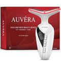 AUVERA 7-in-1 Face & Neck Beauty Massager with Light Therapy, Heat and Smart Vibration for Wrinkles, Fine Lines & Skin Tone | Multi-Light Therapy for Lift, Radiance & Smooth Skin, Z1 - White