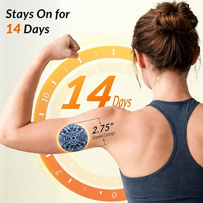 Libre 3 & Plus Sensor Covers Waterproof, Amolyfe 10 Pack Freestyle Libre 3 Sensor Covers, Bump-Proof with Hard Cap for Free Style Glucose Sensor, Easy-Peel Tab 14-Day Protection (Tiedye)