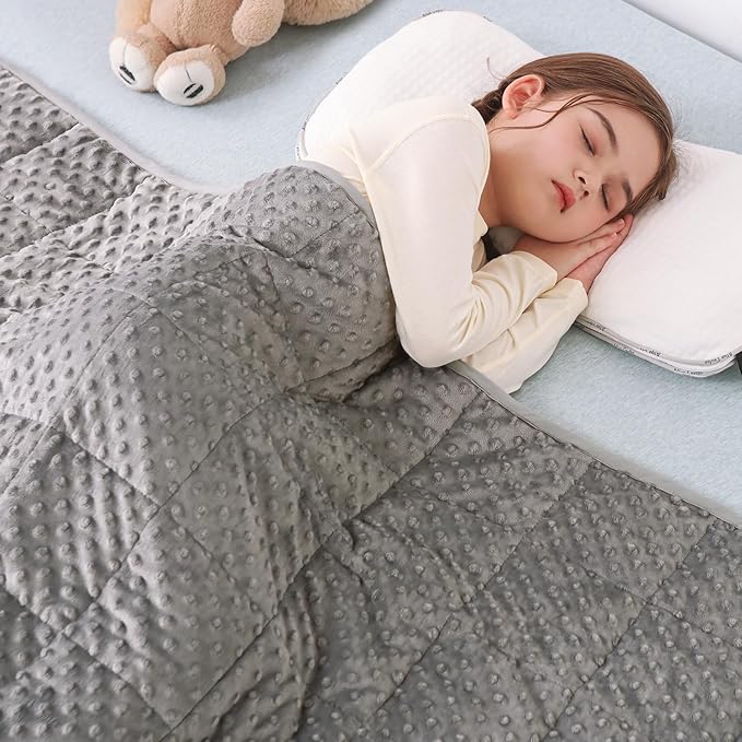 Sivio Weighted Blanket 5 Pounds,Heavy Blankets for Bed, Dual Side Soft Minky and Breathable Weighted Blanket, 36"x 48" Grey