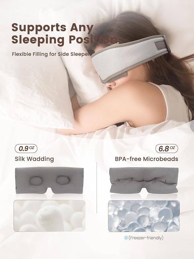 Weighted Eye Mask for Sleeping,100% Blackout Sleep Cover, Removable Pressure for Anxiety & Insomnia, Adjustable Strap for Side Sleepers Women/Men Travel w/Washing Bag
