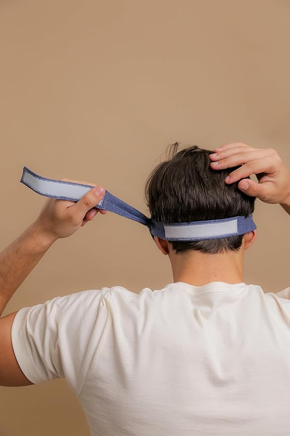 Cottonique Hypoallergenic Sleep Eye Mask Made from 100% Organic Cotton (Melange Blue, Free Size)