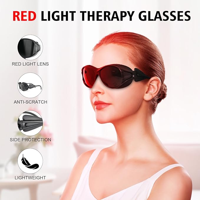 Professional Red Light Therapy Glasses,Eye Protection for Red Light Therapy and Tanning