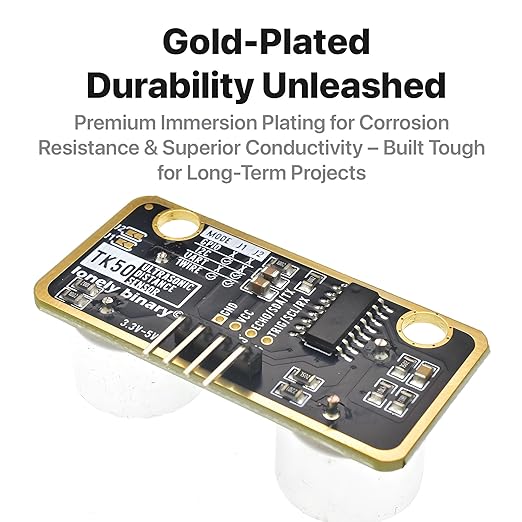 5-Pack Ultrasonic Distance Sensor Gold Edition - Supports 4 Modes (I2C, UART, 1-Wire, GPIO) HC-SR04 Compatible for Arduino, Raspberry Pi, ESP32 Projects