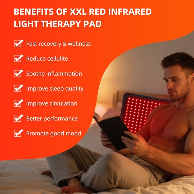 Red Infrared Light Therapy Mat for Body, 31.75" x 11.5" Red Light Pad Upgraded 3 Chips in 1 Beads 360pcs LEDs 660nm 850nm RLT Device for Body Back Shoulder Knee Joint Pain Relief, Ideal Gift