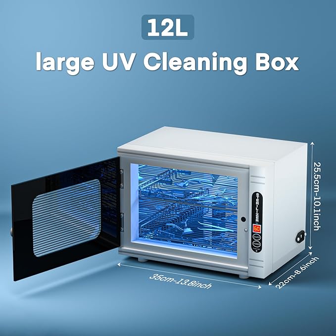 Yofuly Sterilizer for Esthetician, 12L Large Sterilizer for Nail Tools, Multi-Functional Nail Cleaning Box, Large Capacity Cleaning Cabinet for Home Use, Barbers, Beauty Salons, and Spas
